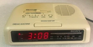 VINTAGE Sony ICF-C25 Dream Machine AM/FM White Clock Radio - works! RETRO - Picture 1 of 8