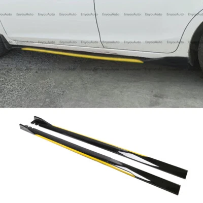 For Acura Integra 86" Side Skirt Extension Rocker Panel Splitter Black Yellow - Image 1 of 4