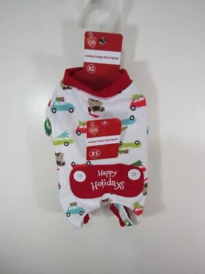 全新 Holiday Doggy 狗睡衣 尺寸 XS 白色 圣诞车 快乐假日 — 第 1/4 张图片