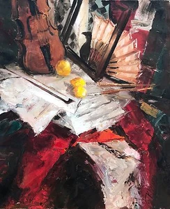 Original Ölgemälde Kirill Malkov russischer Künstler Interieur Stillleben Violine - Bild 1 von 8