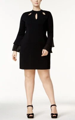 Vestido chique de malha elástica recorte preto INC International Concepts novo sem etiquetas PP 0 pequeno - Imagem 1 de 4