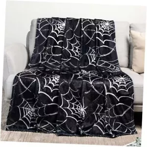 Skull throw Blanket Gothic Black Blanket Skeleton Blanket 60x80 Spider Web - Picture 1 of 7