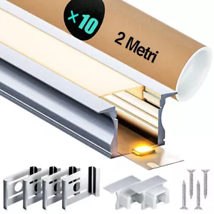 LED Aluminium Profil Trockenbau Unterputz Leiste Rigips 10X2M Lang LED-Streifen - Bild 1 von 8