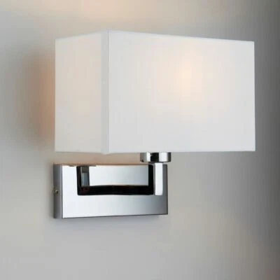 ENDON PICCOLO 60W E27 IP20 Wall Light Chrome Plate & White Cotton Mix 96751-CH - Image 1 of 4