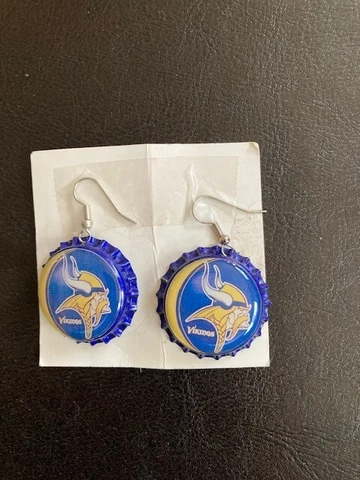 New Women's Minnesota Vikings Bottle Cap Earrings Great Stocking Stuffer Cover