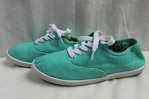 MAURICES WOMENS FLATS CASUAL LOW TOP SNEAKERS SIZE 7 MED TURQUOISE CANVAS UPPER - Picture 1 of 6