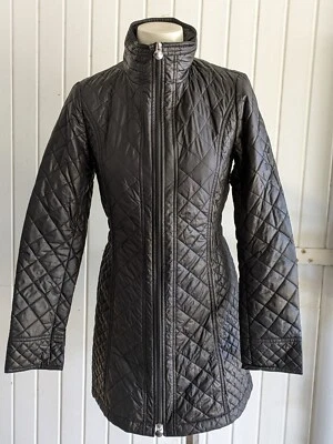 Laundry Shelly Segal Acolchado Cremallera Completa Chaqueta Bolsillos Estampado Animal Negro Mujeres XS Foto 1 de 4