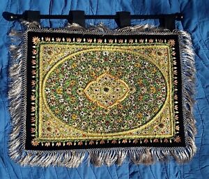 India Jeweled Enbroidered Wall Tapestry, 18.5 x 24"