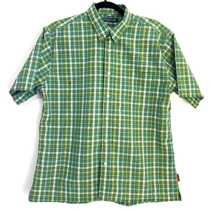 VTG XL Men’s Structure Short Sleeve Green Window Pane Plaid preppy spring easter - Picture 1 of 11
