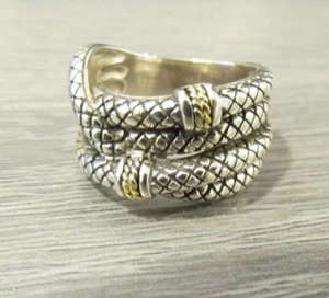 ANDREA CANDELA SIGNED 4 ROW RING 18k Gold .925 Silver Size 8 - Picture 1 of 5