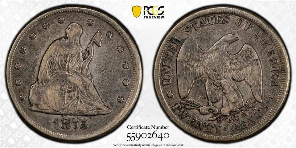 1875-CC 20C 20美分PCGS VF-30 — 第 1/1 张图片