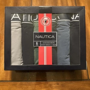 Nautica 6 Pack 6 Brushed Micro Boxer Briefs/5” Inseam Size L 36-38 - Picture 1 of 15