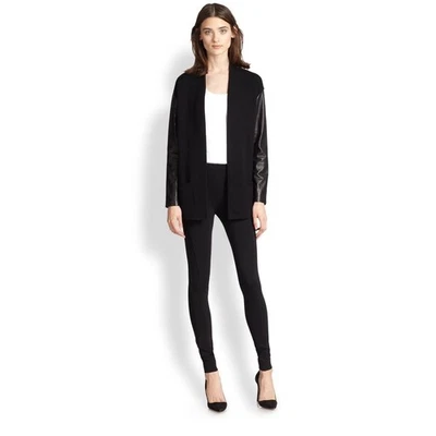 Ralph Lauren Black Label 100% Merino Wool Leather Sleeve Cardigan Size Medium - Image 1 of 4