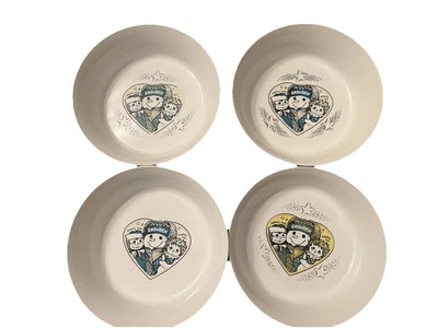 Snowden, Raggedy Ann & Andy Cereal Bowls 6.5" White Round Plastic Vtg USA Set - Image 1 of 4