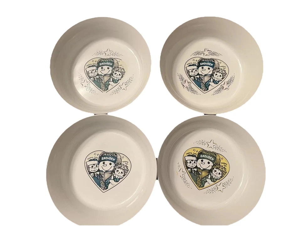 Snowden, Raggedy Ann & Andy Cereal Bowls 6.5" White Round Plastic Vtg USA Set - Image 1 of 4