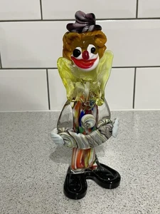 MURANO MULTICOLOURED GLASS CLOWN WITH ACCORDION CONCERTINA FIGURINE VENICE ITALY - Picture 1 of 10