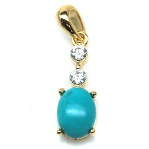 Thai Handarbeit 6 x 8 mm. Blau Türkis & weißer Zirkon Anhänger - Bild 1 von 4