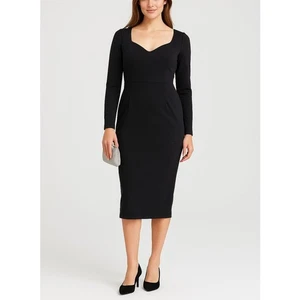 Dress the Population Sonia Long Sleeve Midi Sheath Dress Black NWT Medium - Picture 1 of 15
