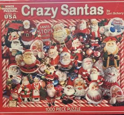 1000 Pc.  White Mountain Puzzles Crazy Santa’s Christmas Jigsaw Puzzle New - Image 1 of 3