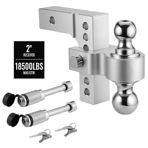Adjustable Trailer Hitch 6" Drop Fits 2" Receiver 18500lb 2" x 2-5/16 Ball Fataq - Picture 1 of 10