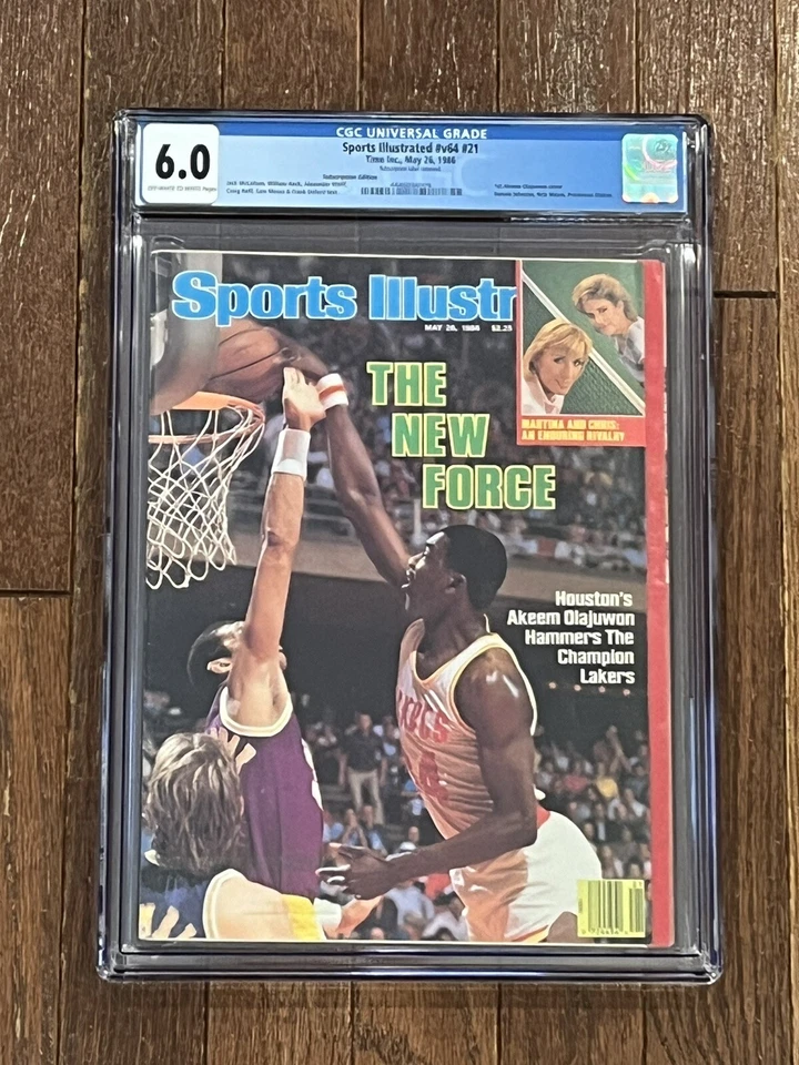 CGC 6.0 Sports Illustrated 26 de mayo de 1986 Akeem Olajuwon The New Force ¡Primera portada! Foto 1 de 2