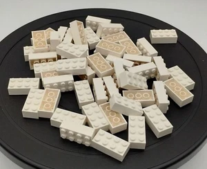 LEGO WHITE BRICKS LOT 50 PCS 2X4 BLOCKS BUILDING PIECES - Picture 1 of 1