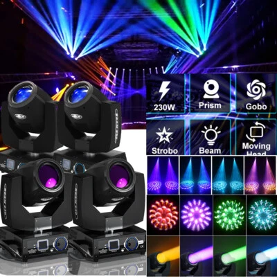 4PCS LED Beam 7R 230W DMX Stage Spot Light DMX Strobe Prism DJ Moving Head Light - Image 1 of 4