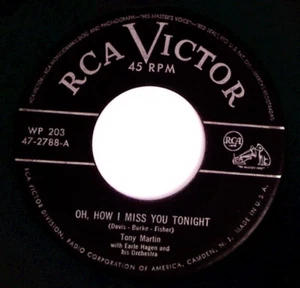 TONY MARTIN DEEP NIGHT/OH, HOW I MISS YOU TONIGHT RCA VICTOR REC. VINYL 45 70-48 - Picture 1 of 3