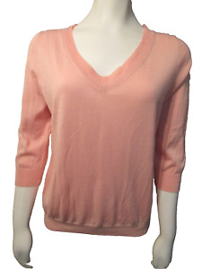 TALBOTS petites PL pink silk/cotton thin pullover V-neck sweater top NWT $69.50