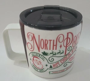 Christmas North Pole Hot Chocolate Santa  Stainless Glitter Travel Coffee Mug ⬇️ - Picture 1 of 12