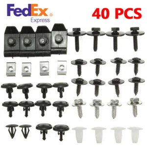 40 x Sujetadores Cubierta de Bandeja de Coche Clip de Plástico Protector Inferior Tornillos de Metal - Imagen 1 de 11