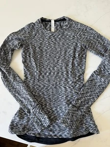 Lululemon Damen 2 Runderful Longsleeve Spaced Out Space Dye Schwarz Weiß - Bild 1 von 5