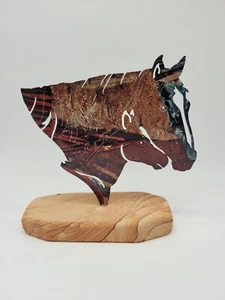 Lazart Horse Mare & Foal Figurine Metal Work Sandstone Base Art Sculpture Statue - Picture 1 of 8