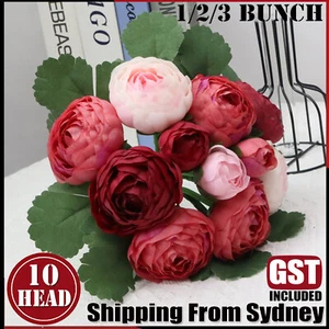 1/2Bunch Artificial Flowers Silk Peony Bouquet Rose Wedding Home Decor 10 Heads - Picture 1 of 8