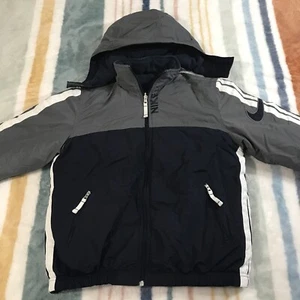 Nike Puffer Jacket Vintage Boys Medium Youth Hooded Fleece Reversible 90s Y2K - Picture 1 of 18