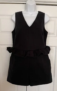 ASOS Black Peplum Waist Ruffle Romper Shorts Size 8 Sleeveless NWT - Picture 1 of 12