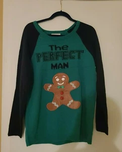 Womens Green Ugly Christmas Sweater Size M Gingerbread Man - Picture 1 of 7