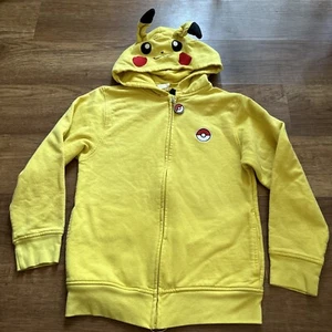Kids Pokemon Sweater Pikachu Size Medium Yellow Hoodie Costume Youth - Picture 1 of 11