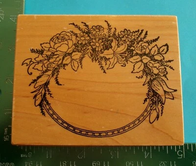 PSX FLORAL WREATH FRAME Rubber Stamp K-413 #1 Foto 1 de 2