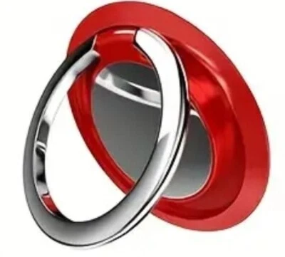 2 Pcs Red Finger Ring Holder Stand Grip 360° Rotating Phone Car Magnetic Mount - Image 1 of 3