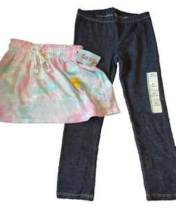 2 piece Cat & Jack Black Leggings and skort Skirt shorts 4T Pink Blue White - Picture 1 of 7