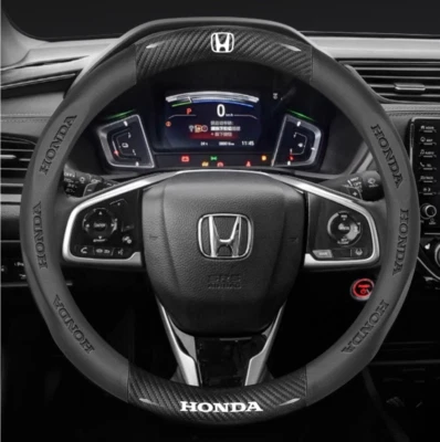 15" PU Leather+Carbon fiber Steering Wheel Cover For 1969-2025 Honda All models - image 1 of 4