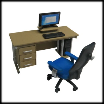 3D PRINTING CORNER 1x BÜROMÖBEL KLEINES SET 2 1:43 Maßstab, Stärke O, 7mm Innenmöbelszene