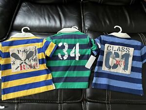 NEW ralph laurel Polo kids boys short sleeved Stripes rugby Size 2T 3T 4T