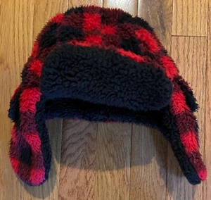 BABY GAP Kids Winter Trapper Hat/Cap Earflaps - Size S/M - Red & Black 52 -54cm - Picture 1 of 5