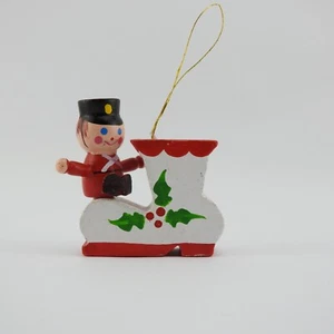 Vintage Wood Christmas Ornament Made Twain Toy Solider Boot - Picture 1 of 4