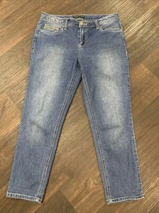 BACCINI Womens Cropped Capri Embellished DENIM JEANS Size 10 P  - Picture 1 of 3