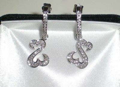 Jane Seymour Open Hearts 14K White Gold 1/2ct Diamond Earrings 💎 KAY BOX  💎 - Image 1 of 4