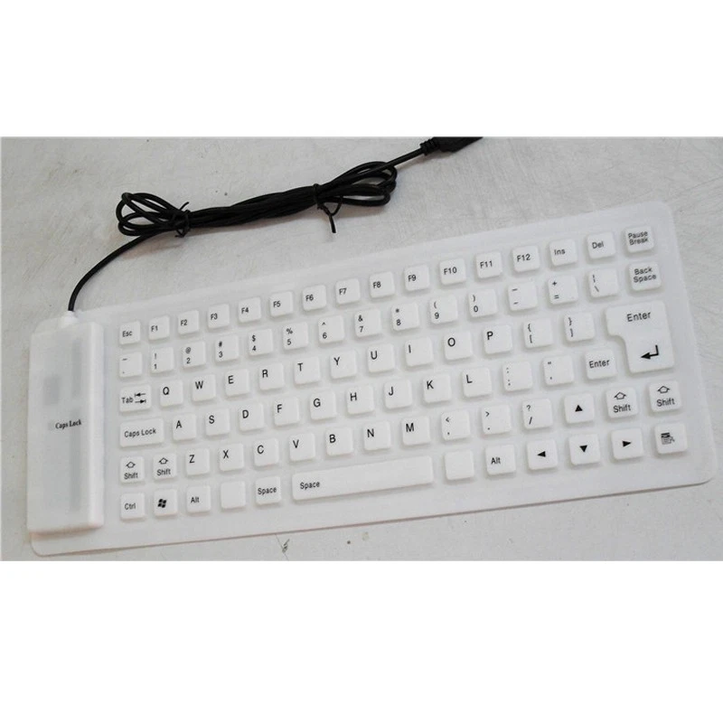 Waterproof Silicone Keyboard Foldable Flexible USB Dustproof DirtProof Full Size - Image 1 of 4
