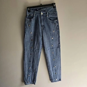 Maniere De Voir Jeans Size 8 Faux Snaps Tilted Waist No Stretch - Picture 1 of 7